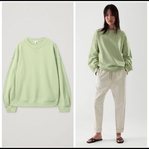 COS Sage Green Organic Cotton Crewneck Boxy Sweatshirt